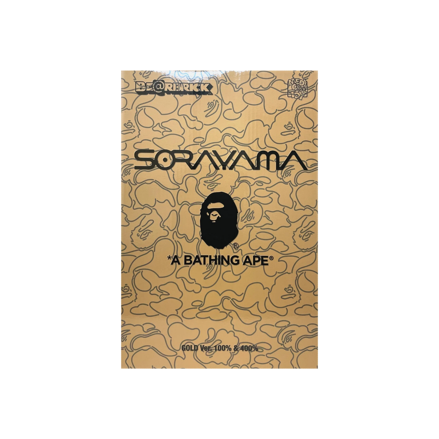 Bearbrick x BAPE x Hajime Sorayama Camo Shark 100% & 400% Set Gold