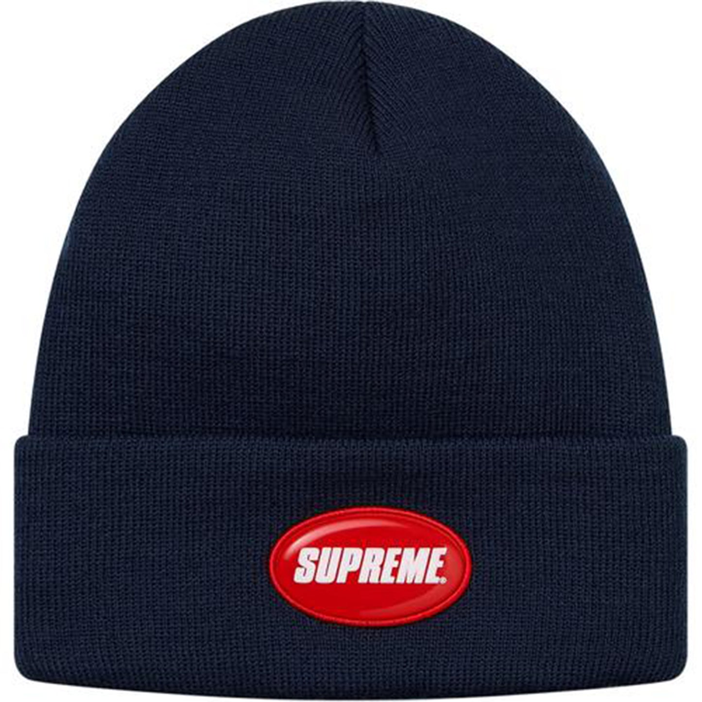 Supreme Rubber Patch Beanie Navy (SS18)