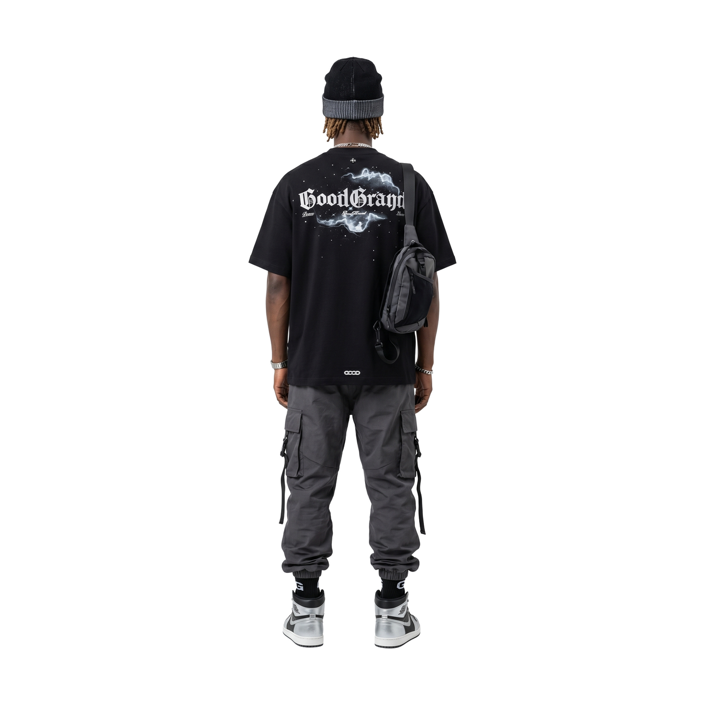 GOODBRAND Nebula Silver Print Rhinestone Tee Black (SS26)
