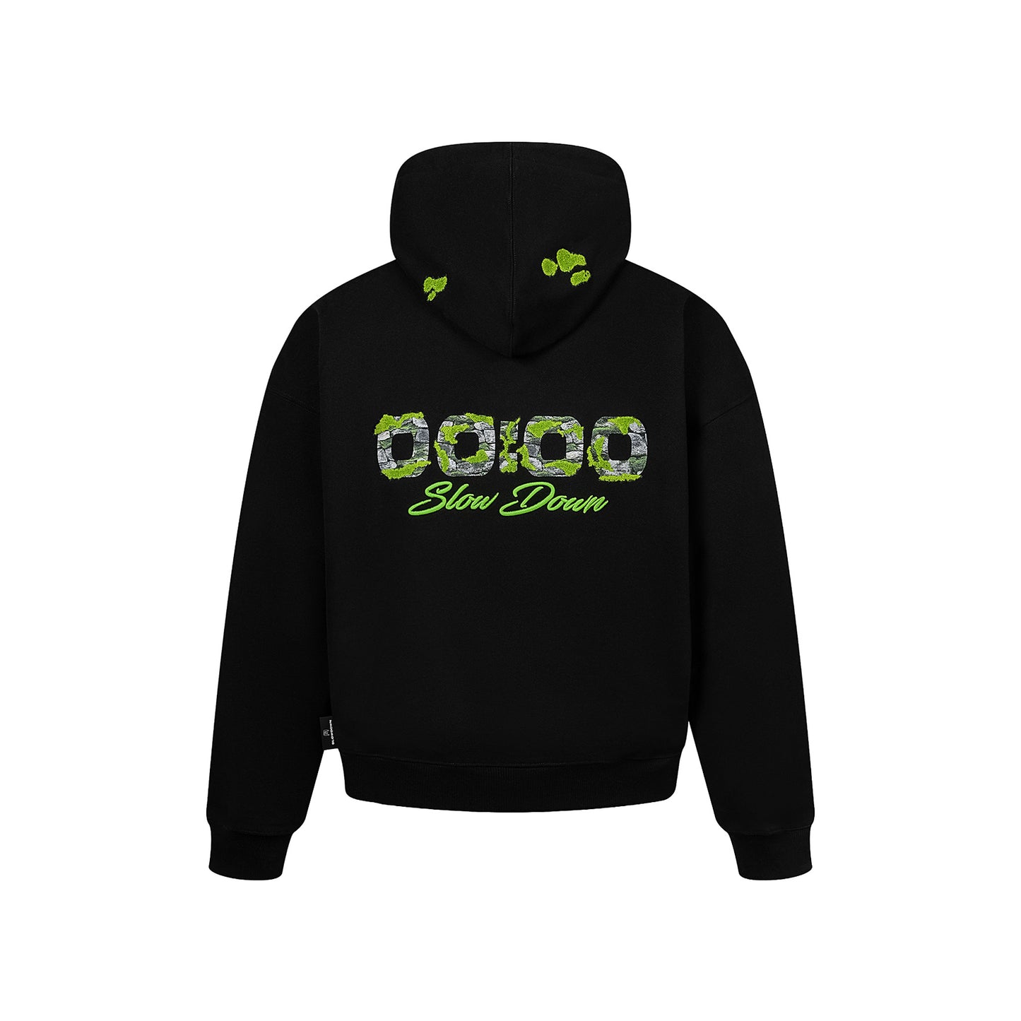 SLOWDOWN Light Moss Hoodie Hitam (SS26) - Edisi Istimewa