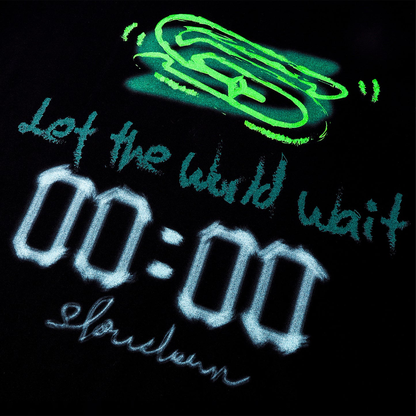 SLOWDOWN Hand Drawn Reset Tee Hitam (SS26)