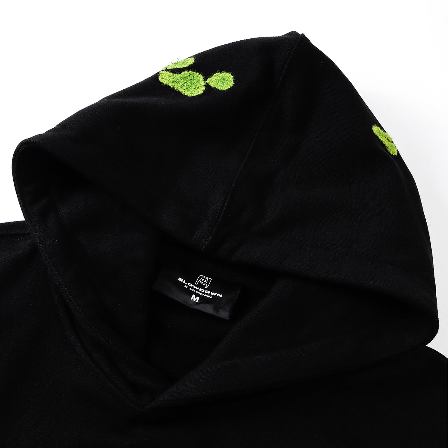 SLOWDOWN Light Moss Hoodie Hitam (SS26) - Edisi Istimewa