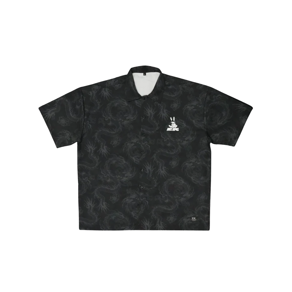 EK Collection Dragon Print Shirt Black