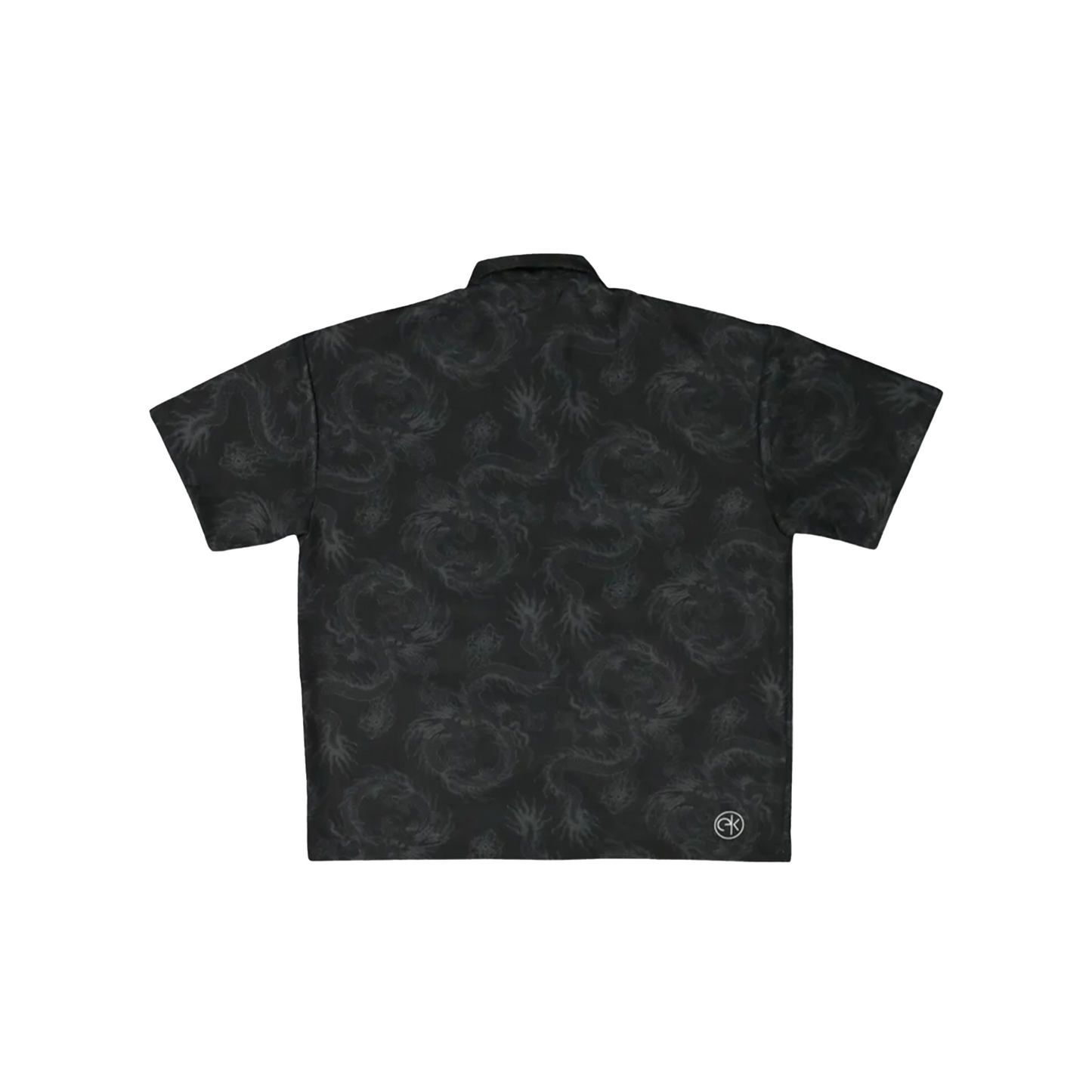 EK Collection Dragon Print Shirt Black