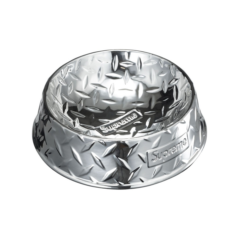 Supreme Diamond Plate Dog Bowl Silver (SS23)