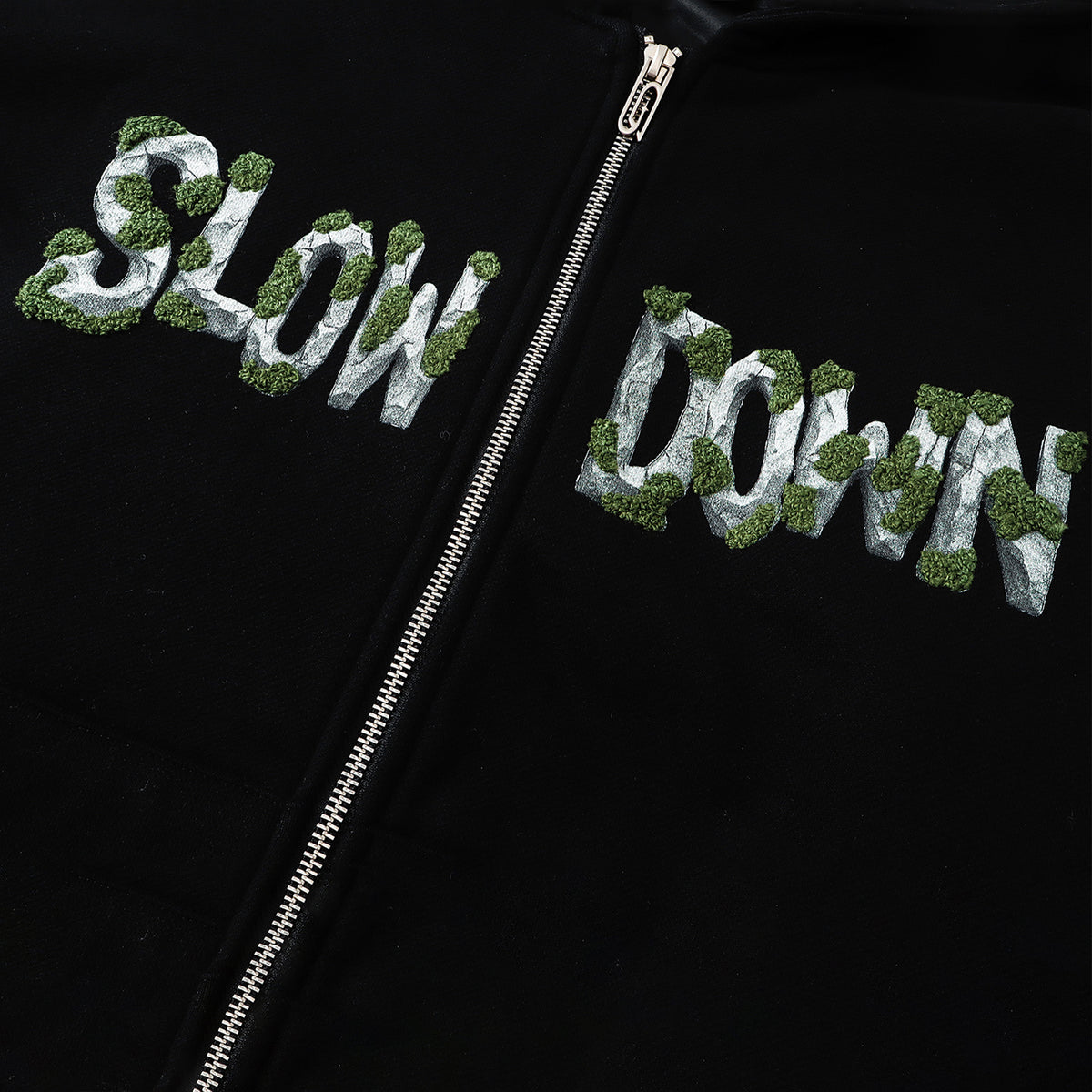 SLOWDOWN Moss Zip Up Hoodie Black (SS26) - Secret Edition