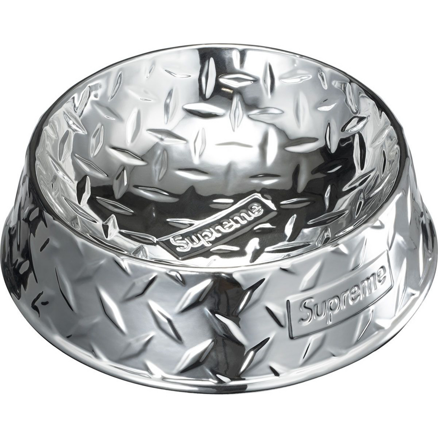Supreme Diamond Plate Dog Bowl Silver (SS23)