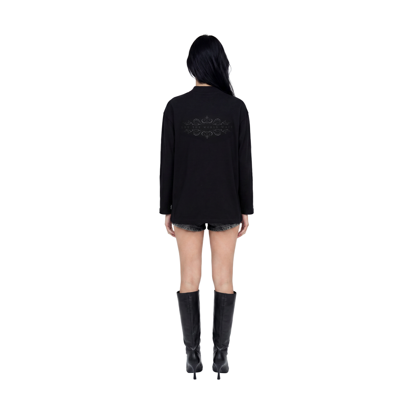 SLOWDOWN 3D Embroidery Long Sleeved Tee Black (SS26)