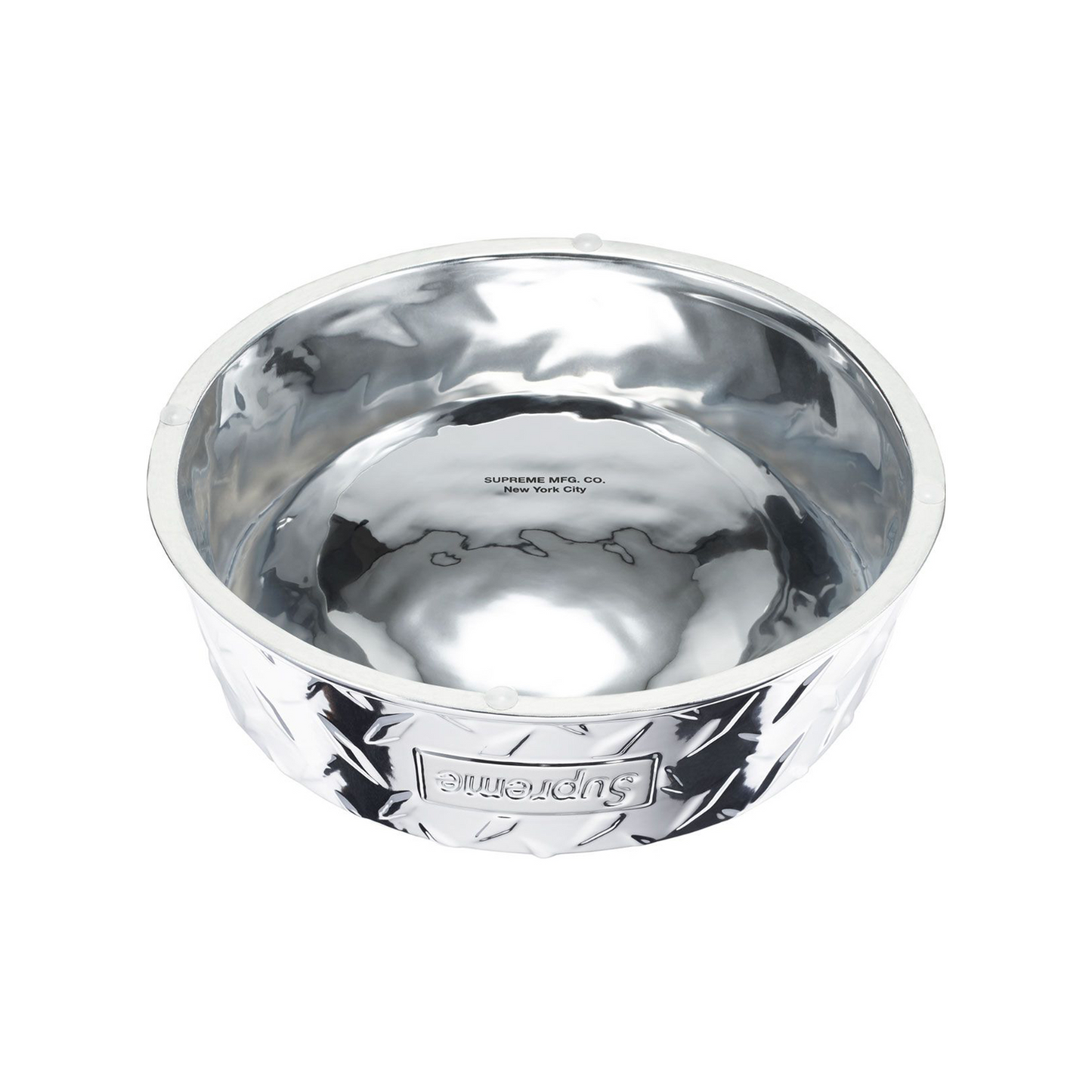 Supreme Diamond Plate Dog Bowl Silver (SS23)