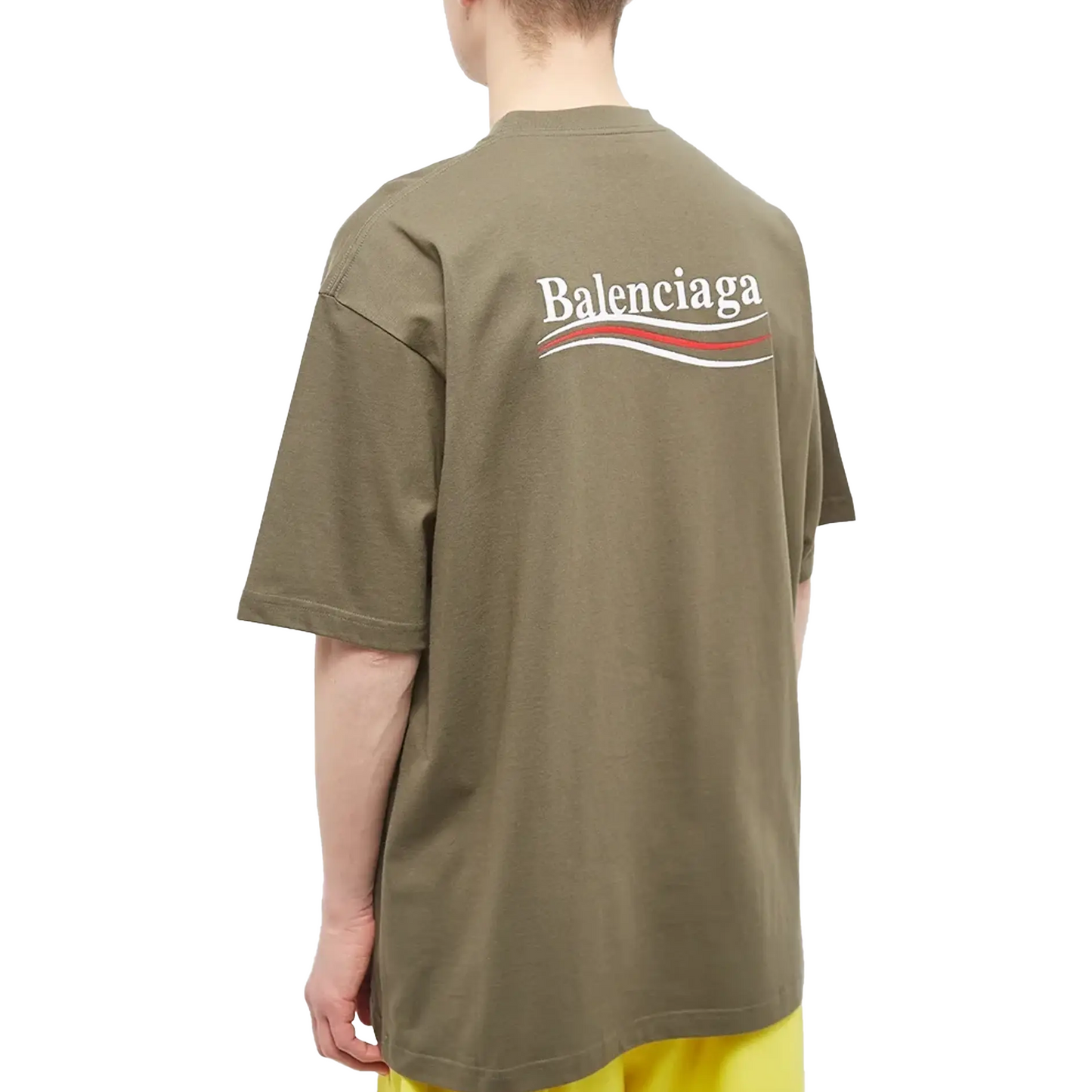 Balenciaga Oversize Political Campaign Logo Tee Khaki