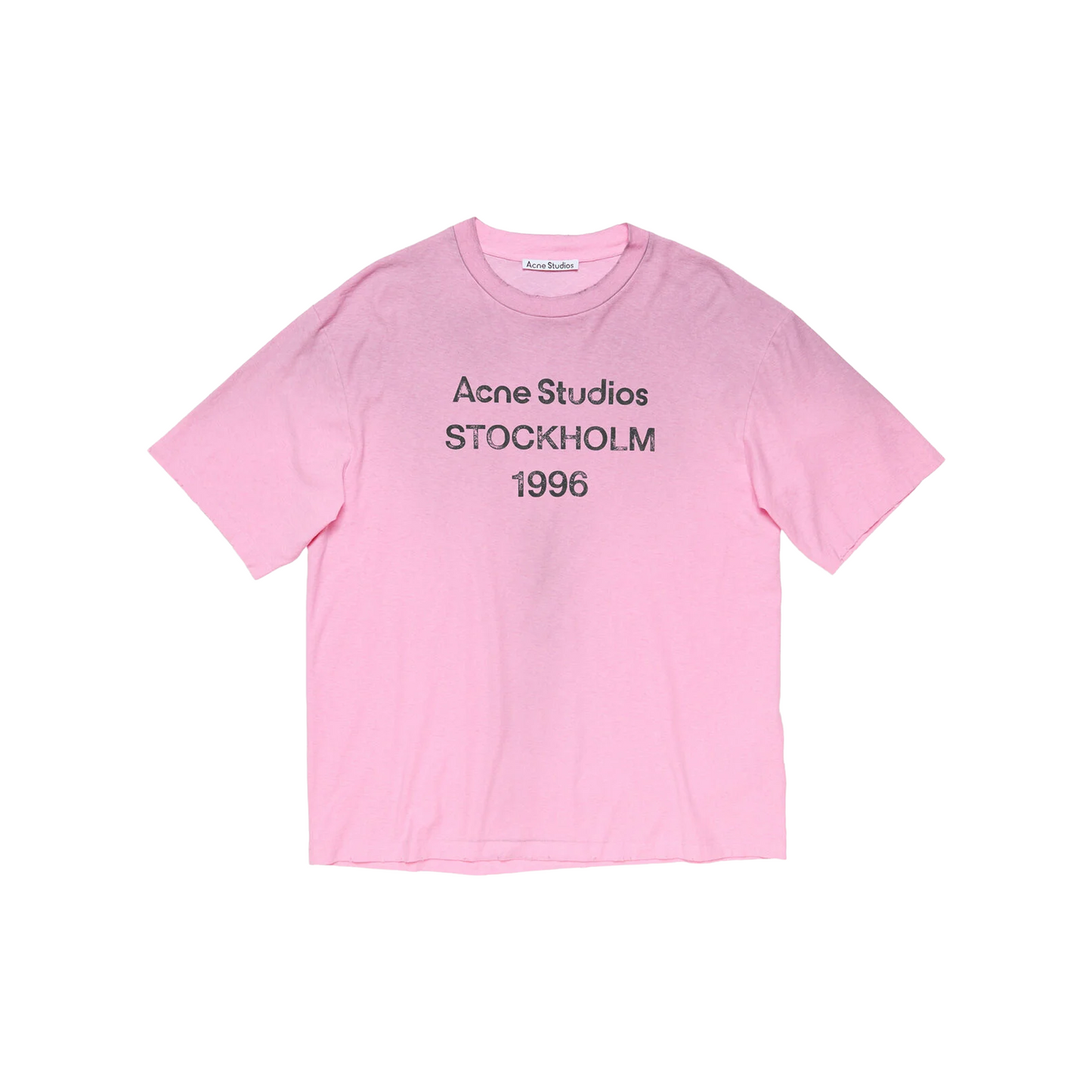 ACNE STUDIOS Exford Distressed Logo Print Tee Candy Pink (SS25)