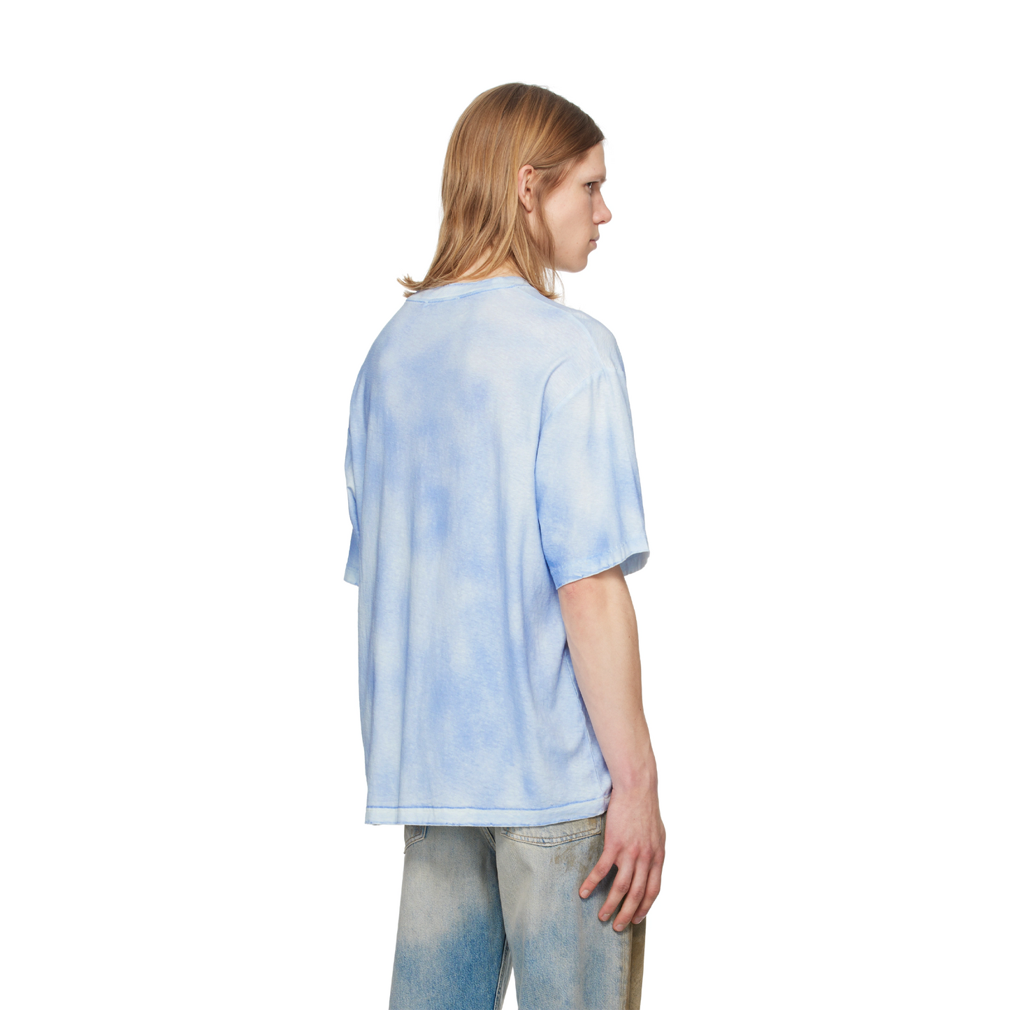 ACNE STUDIOS Exford Distressed Logo Print Tee Dusty Blue (SS25)