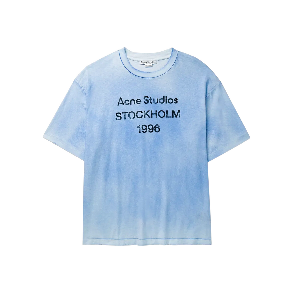 ACNE STUDIOS Exford Distressed Logo Print Tee Dusty Blue (SS25)
