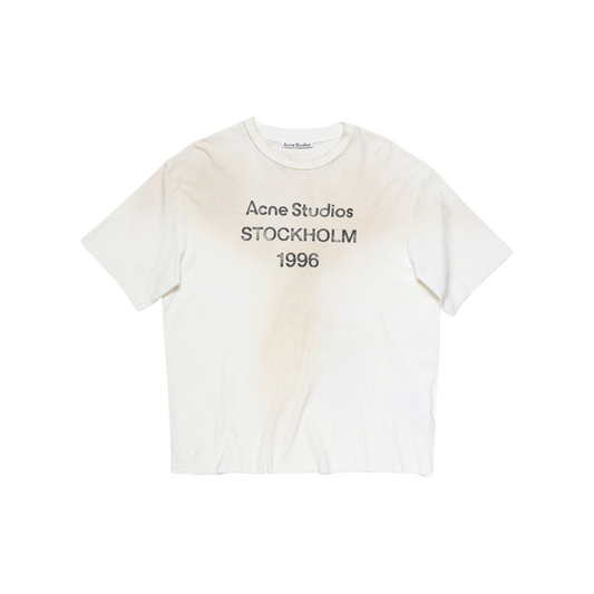 ACNE STUDIOS Exford Distressed Logo Print Tee Dusty White (SS25)