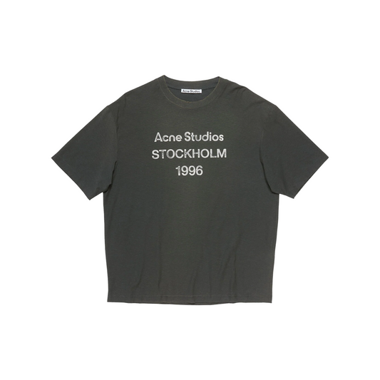ACNE STUDIOS Exford Distressed Logo Print Tee Faded Black (SS25)