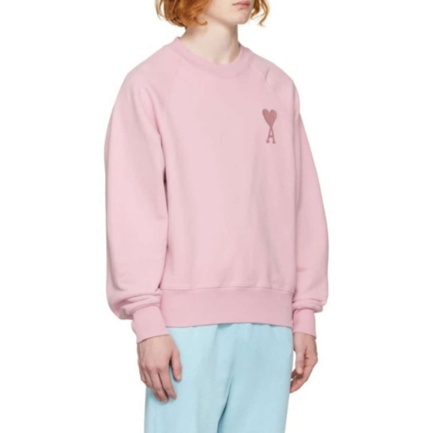 AMI PARIS ADC Tonal Boxy Fit Crewneck Pale Pink {SS22)