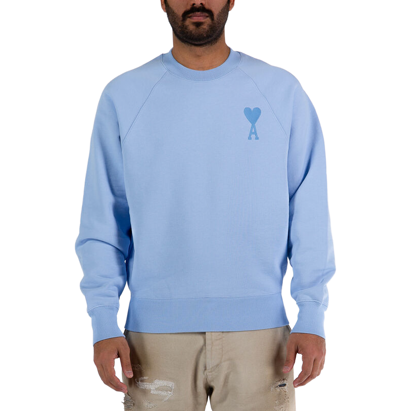 AMI PARIS ADC Tonal Boxy Fit Crewneck Sky Blue {SS22)