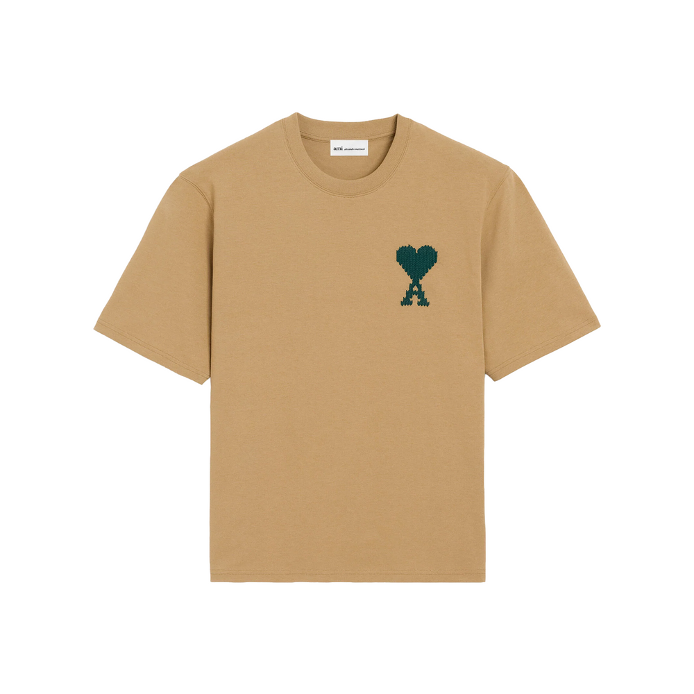 AMI PARIS Ami de Coeur Heavy Jersey Tee Camel/Evergreen (SS26)