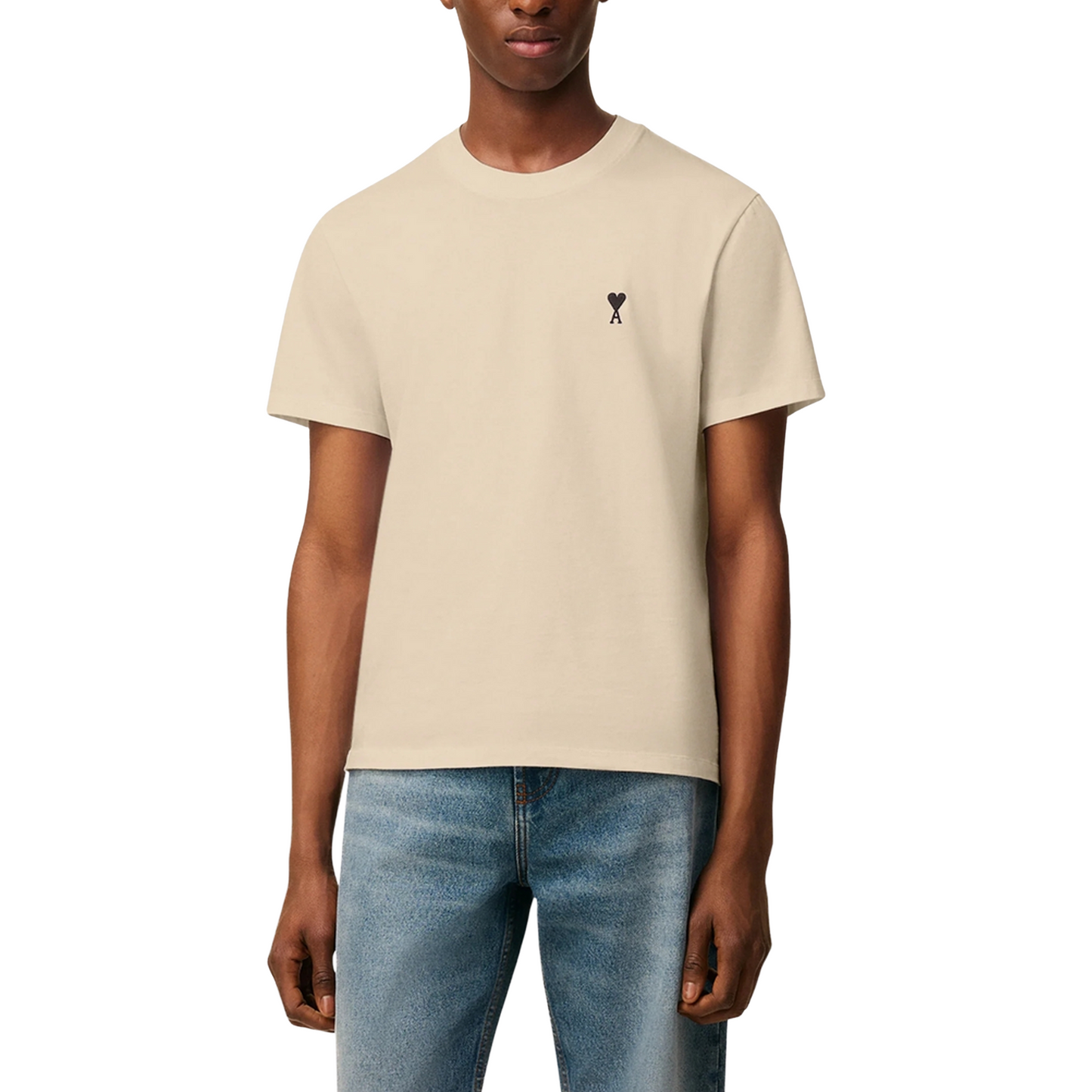 AMI PARIS Contrasted ADC Tee Café Crème (SS25)
