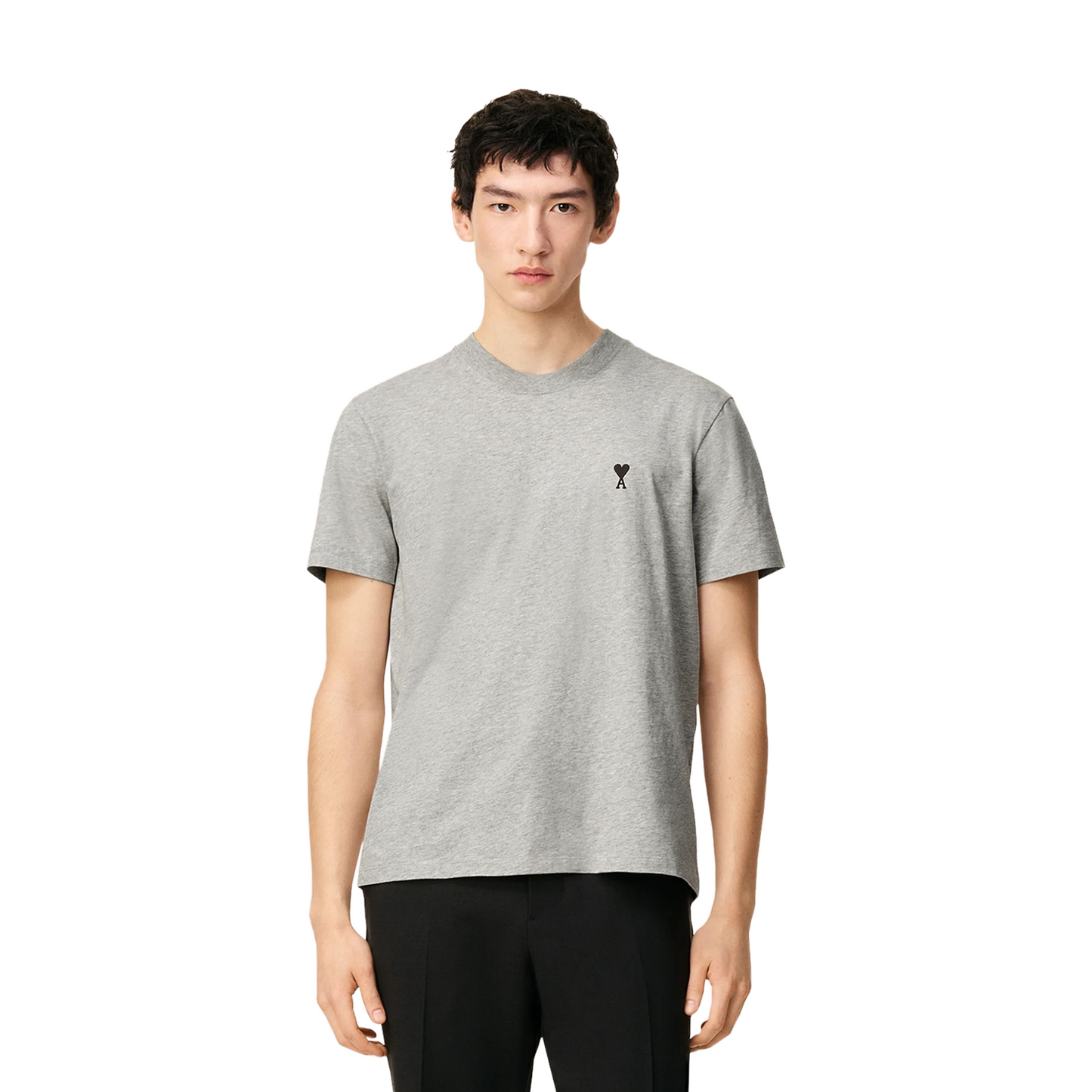 AMI PARIS Contrasted ADC Tee Heather Ash Grey (SS25)
