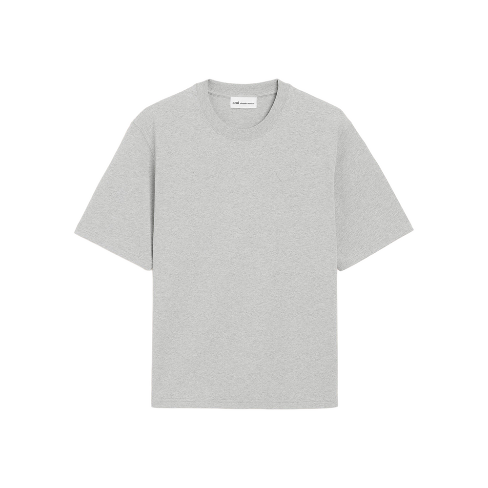AMI PARIS Cotton Ami De Coeur Embossed Tee Heather Ash Grey (SS26)