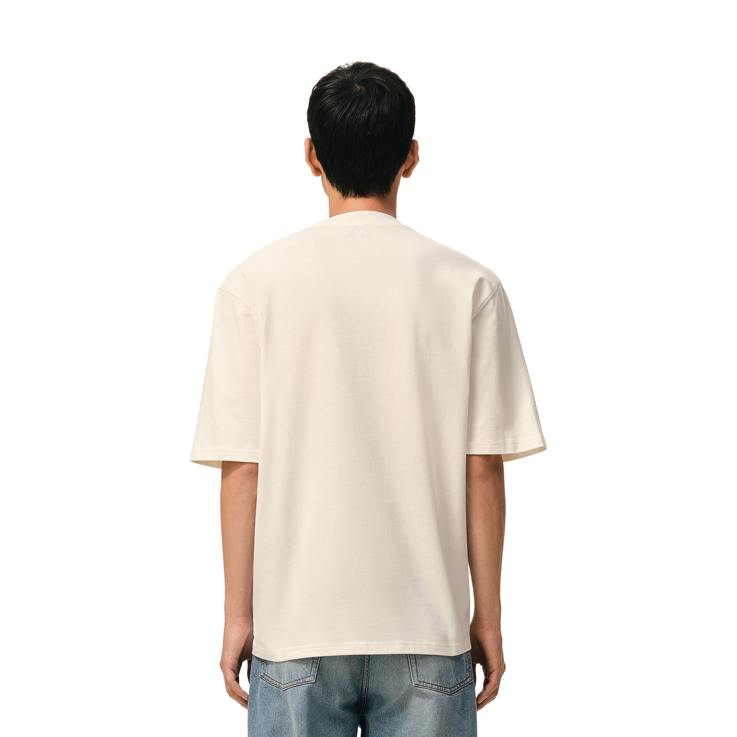 AMI PARIS Cotton Ami De Coeur Embossed Tee White Cream (SS26)
