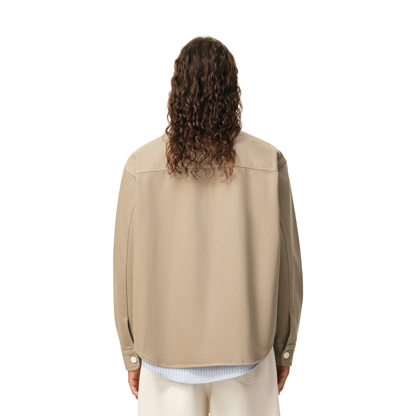 AMI PARIS Cotton Knitted Ami De Coeur Overshirt Taupe Beige (SS26)