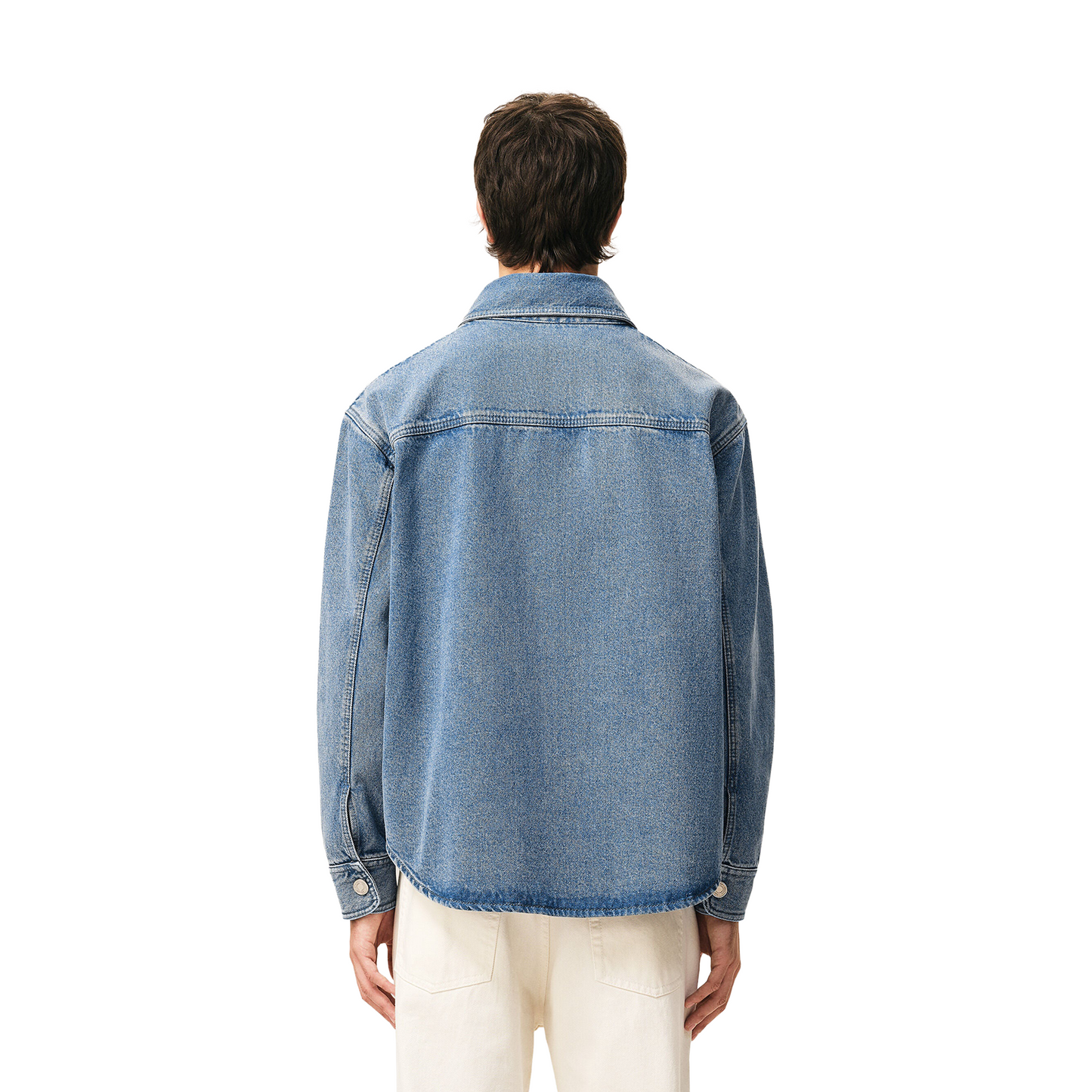 AMI PARIS Cotton Knitted Ami De Coeur Overshirt Used Blue (SS26)