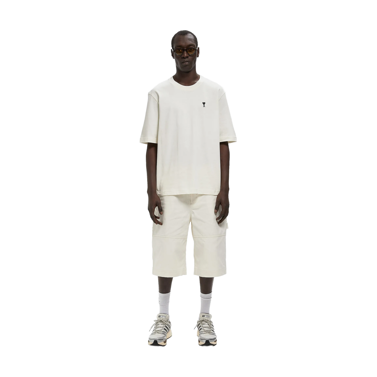 AMI PARIS Cotton Place Des Victories Print Tee Blanc Creme (SS26)