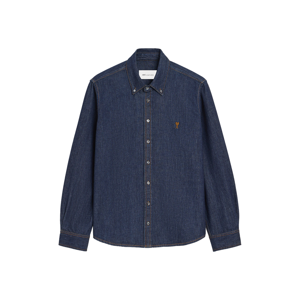 AMI PARIS Denim Cotton Ami De Coeur Shirt Indigo (SS26)
