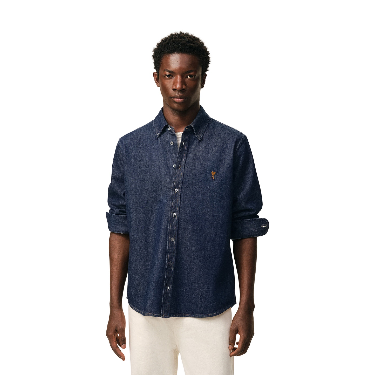 AMI PARIS Denim Cotton Ami De Coeur Shirt Indigo (SS26)