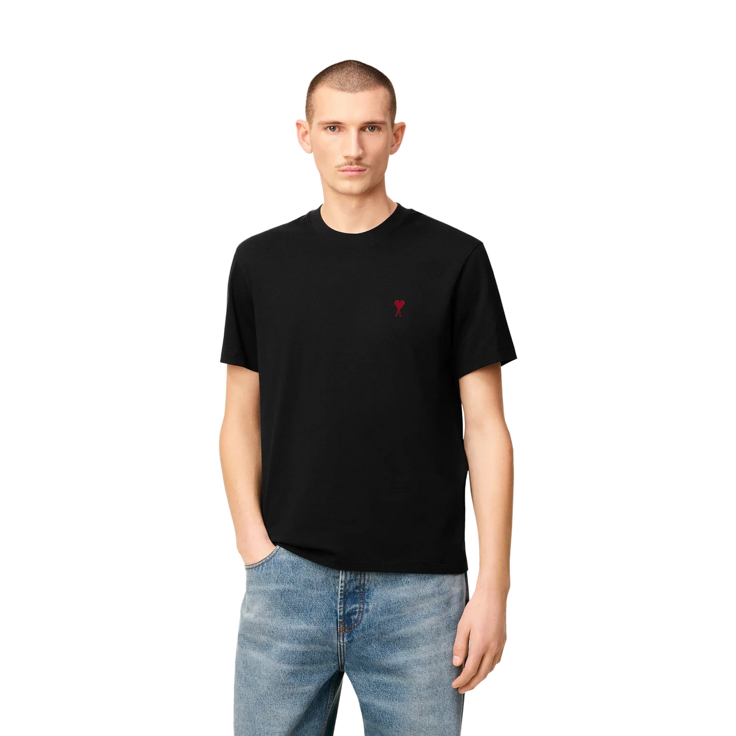 AMI PARIS Permanent Cotton Ami de Coeur Tee Black/Red (SS24)