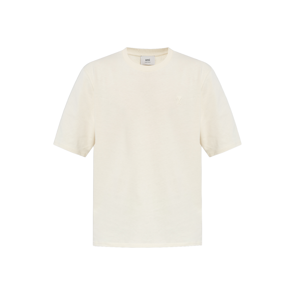 AMI PARIS Small Embossed ADC Tee Ivory (FW25)