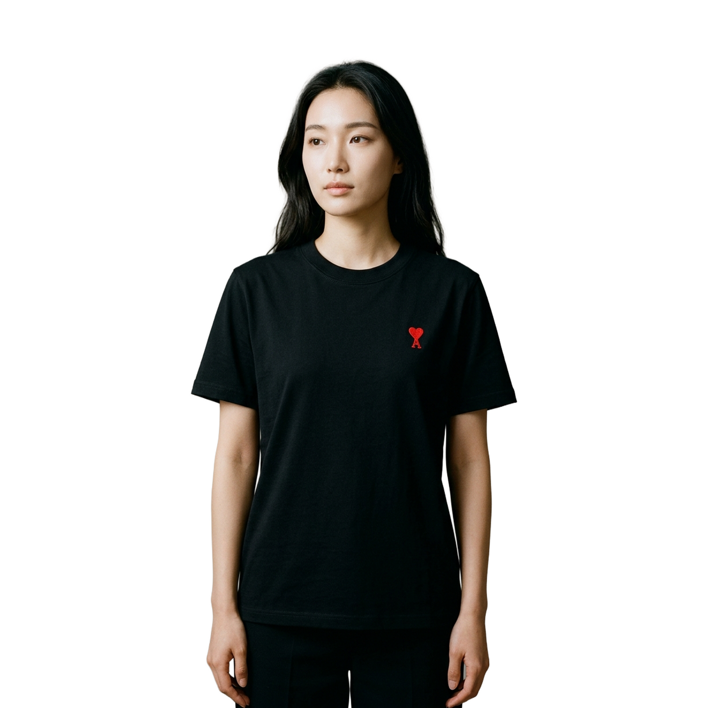 AMI PARIS Small Red Ami De Coeur Tee Black (SS22)