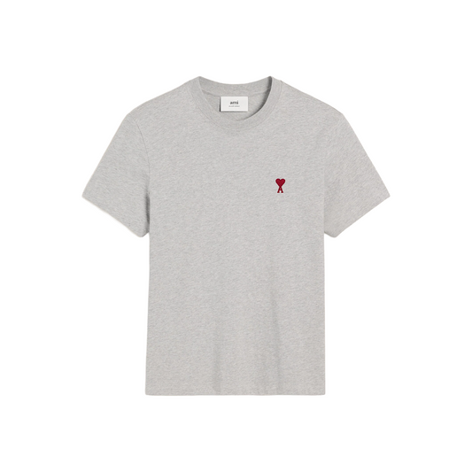 AMI Paris Ami De Coeur Tee Heather Grey/Red (SS23)