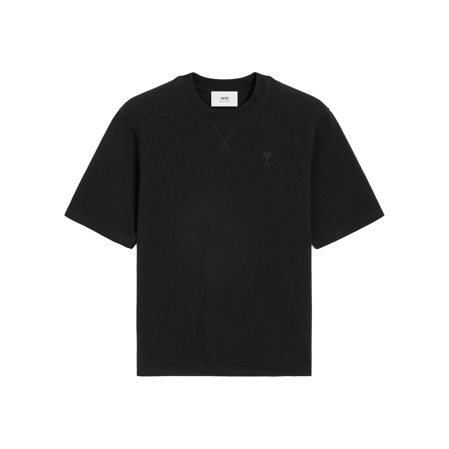 AMI Paris De Coeur Heavy Jersey Tee Black (FW24)