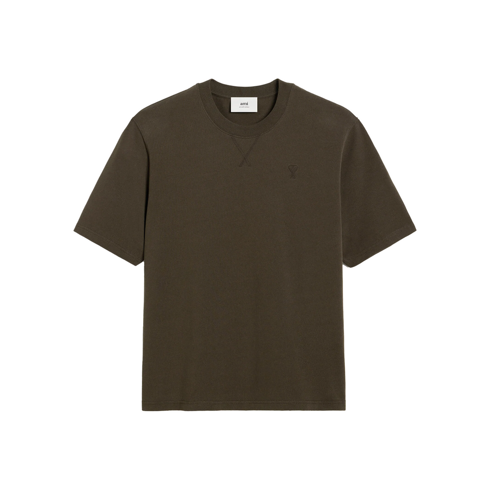 AMI Paris De Coeur Heavy Jersey Tee Dark Coffee (FW24)