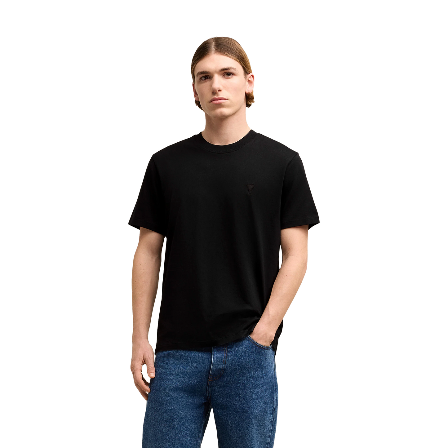 AMI Paris De Coeur Jersey Tee Black (FW24)