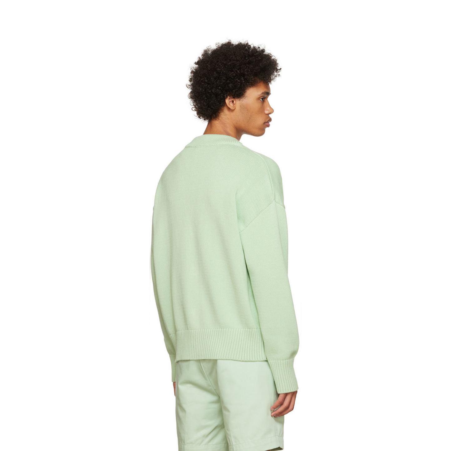 AMI Paris Logo Intarsia Alpaca Blend Cardigan Green/White (SS22)