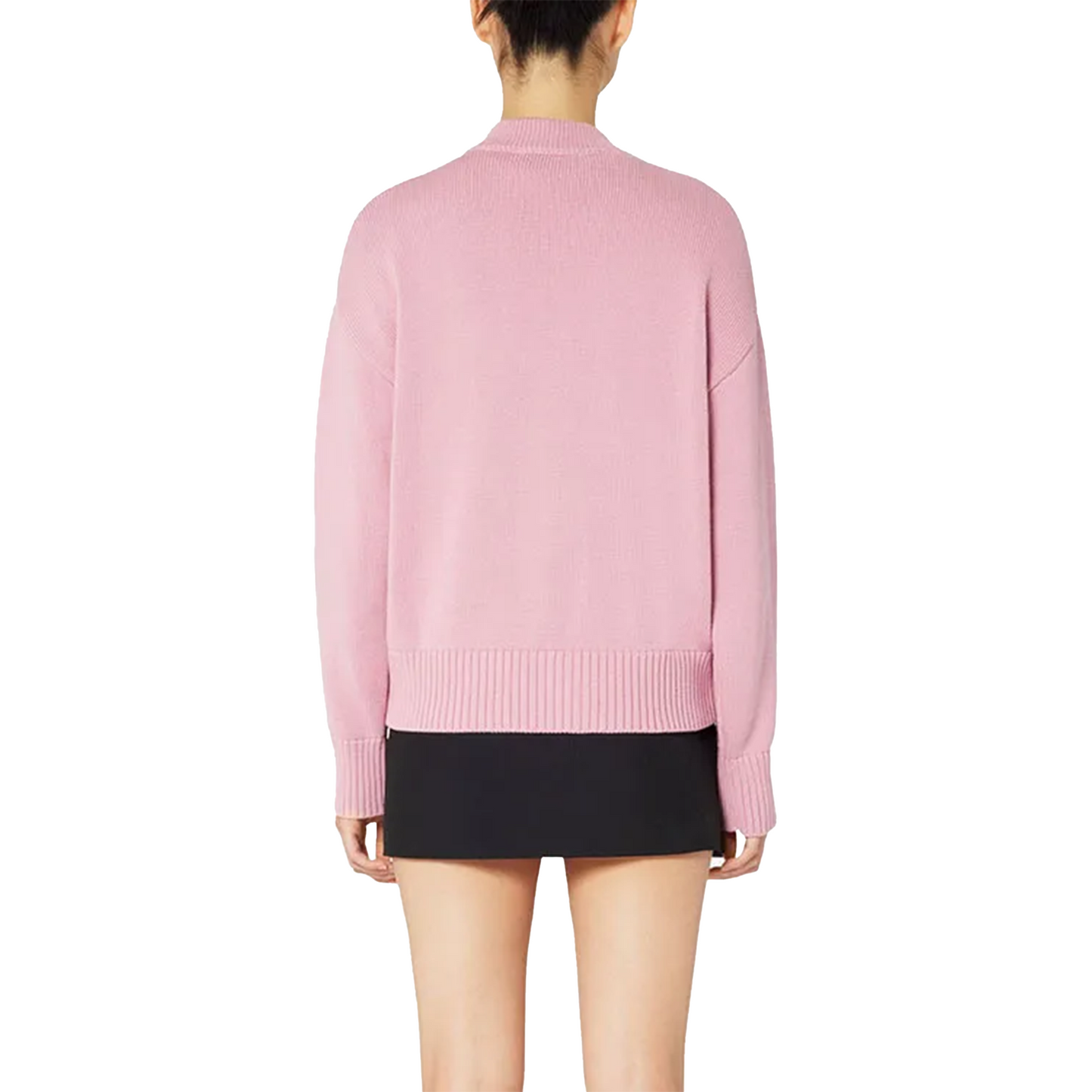 AMI Paris Logo Intarsia Alpaca Blend Cardigan Pink/White (SS22)