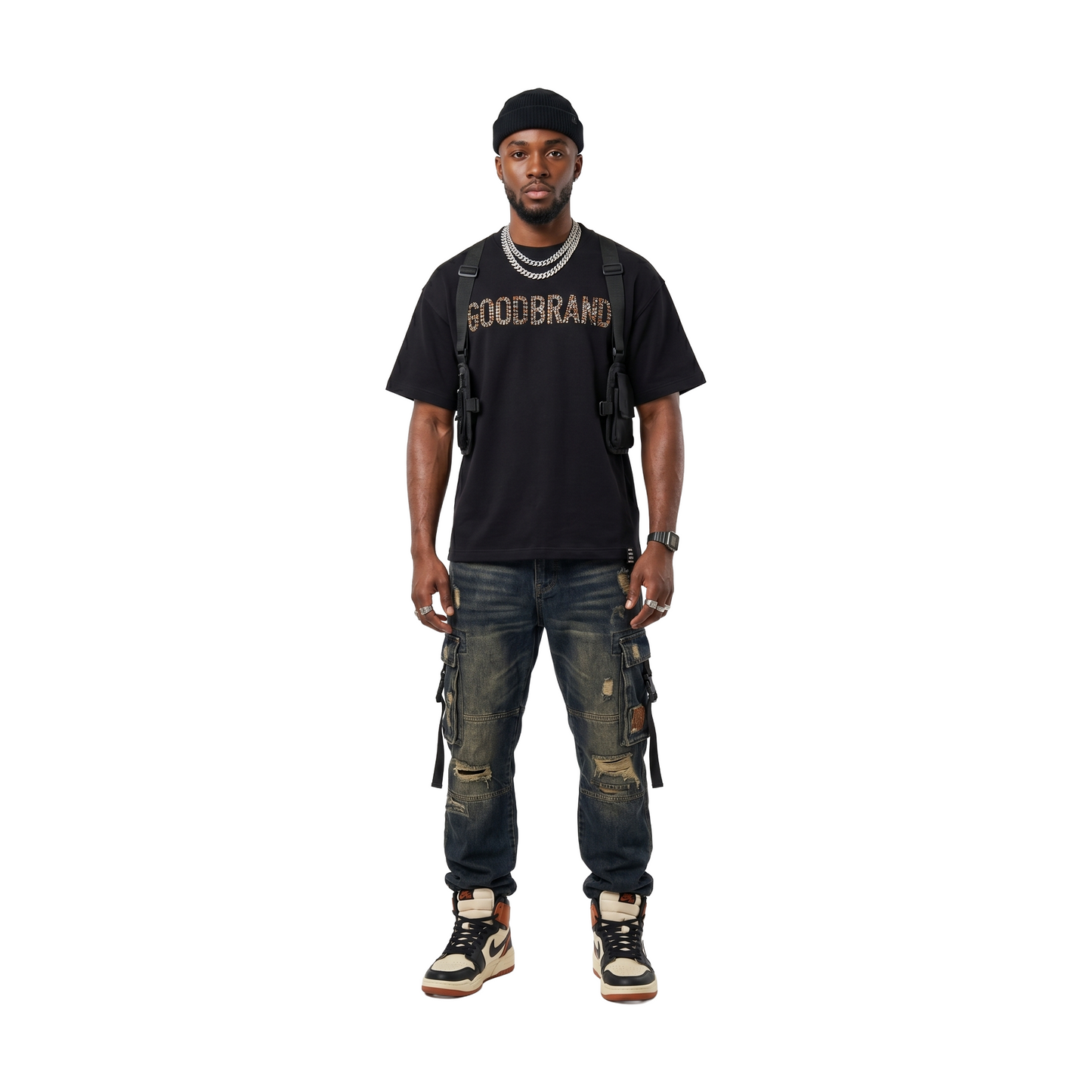 GOODBRAND Slogan Champagne Fragment Tee Black (SS26)