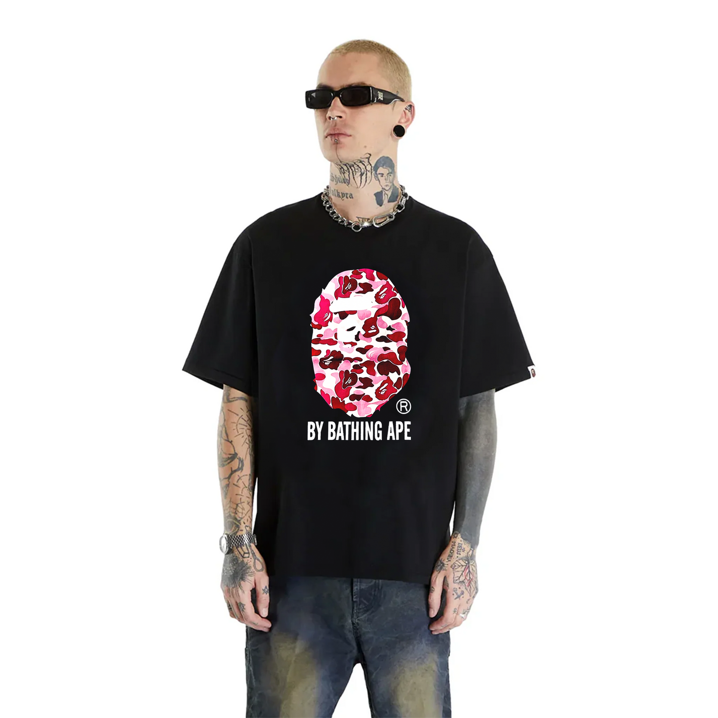BAPE ABC Camo Big Ape Head Tee Black/Pink (SS21)