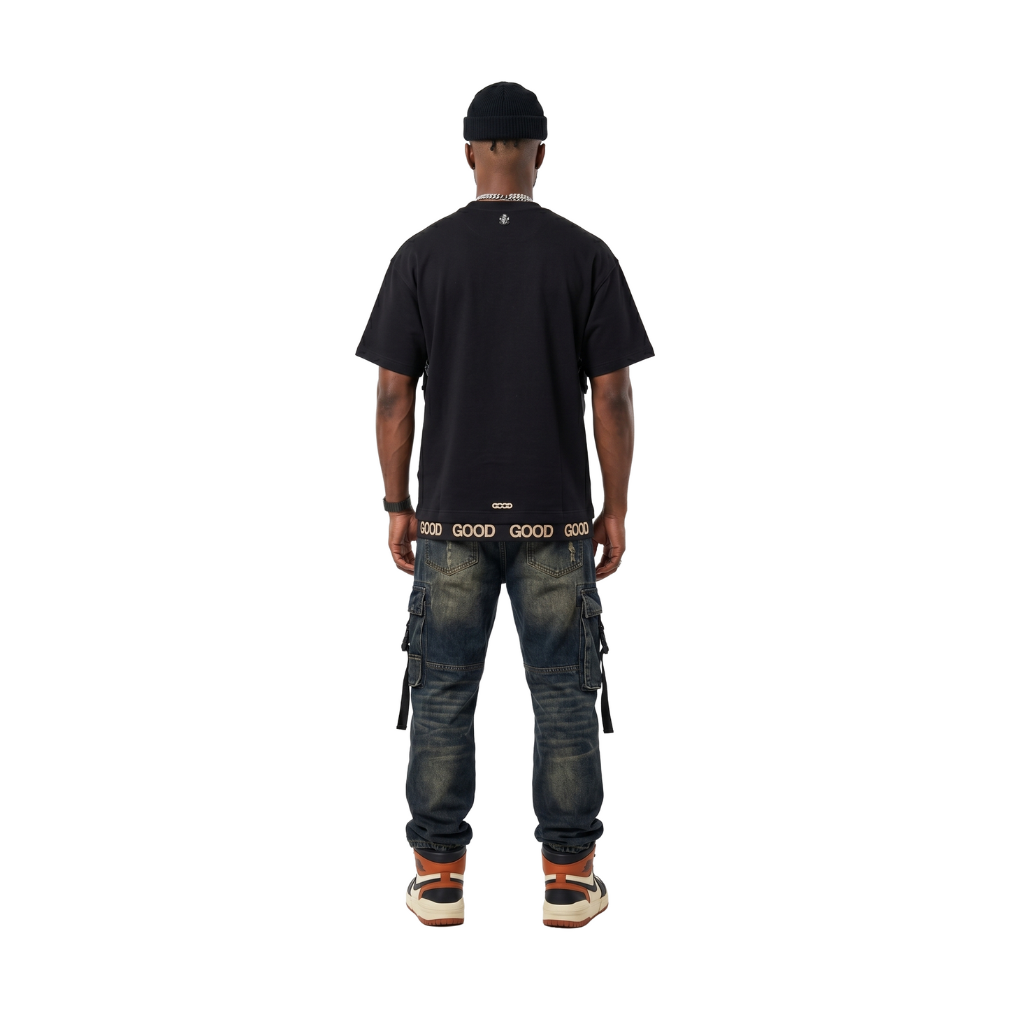 GOODBRAND Slogan Champagne Fragment Tee Black (SS26)