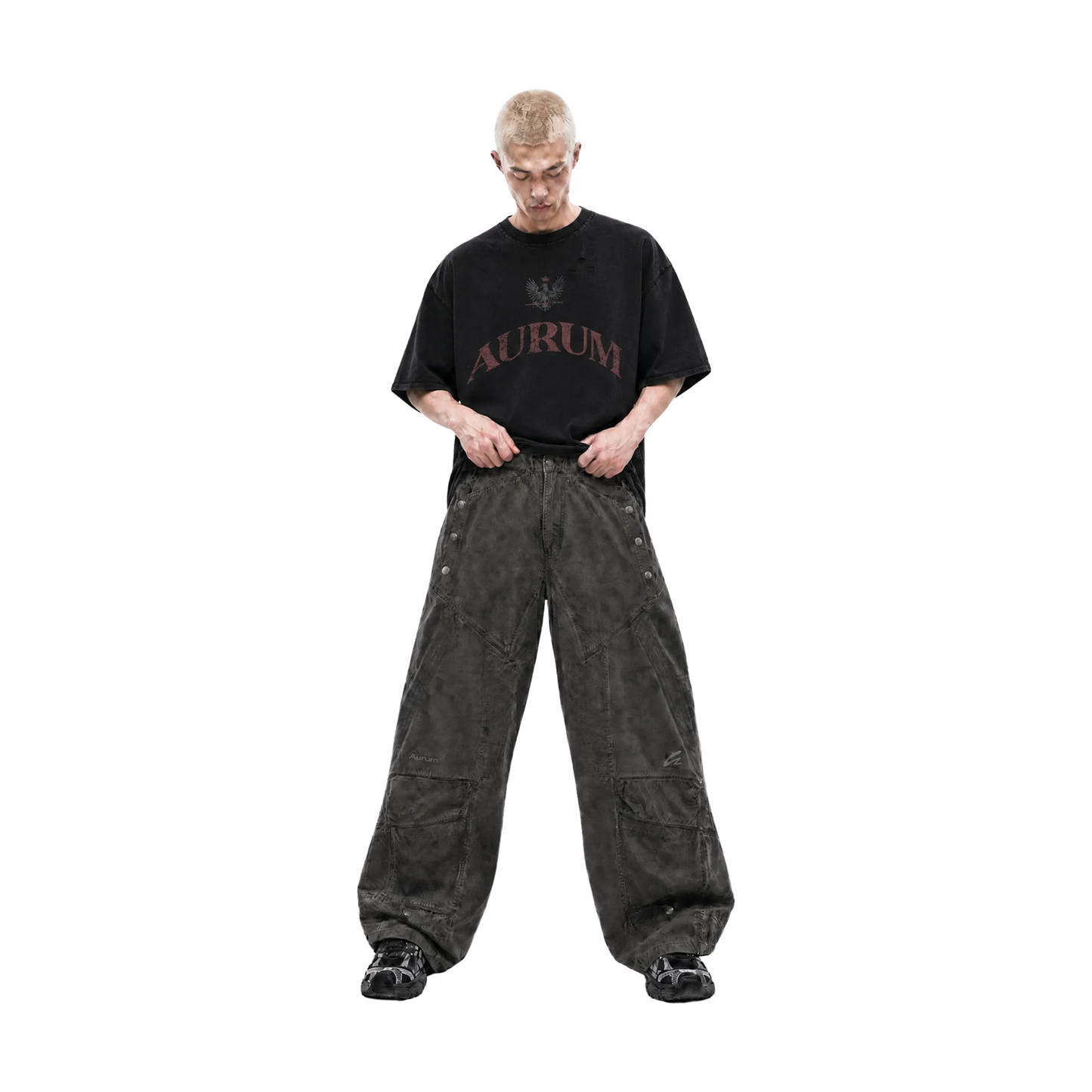 RAW/21 Crestline Oversized Tee Washed Black/Red (SS26)