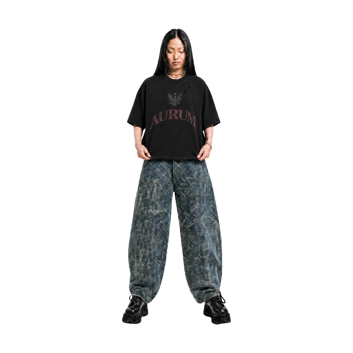 RAW/21 Crestline Oversized Tee Washed Black/Black (SS26)