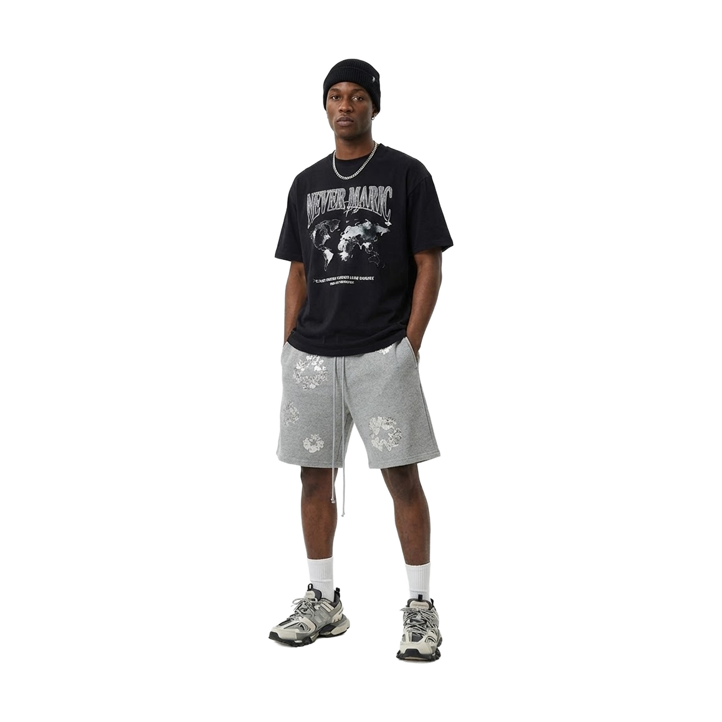 Denim Tears Cashmere SWAROVSKI Cotton Wreath Shorts Grey (FW24)