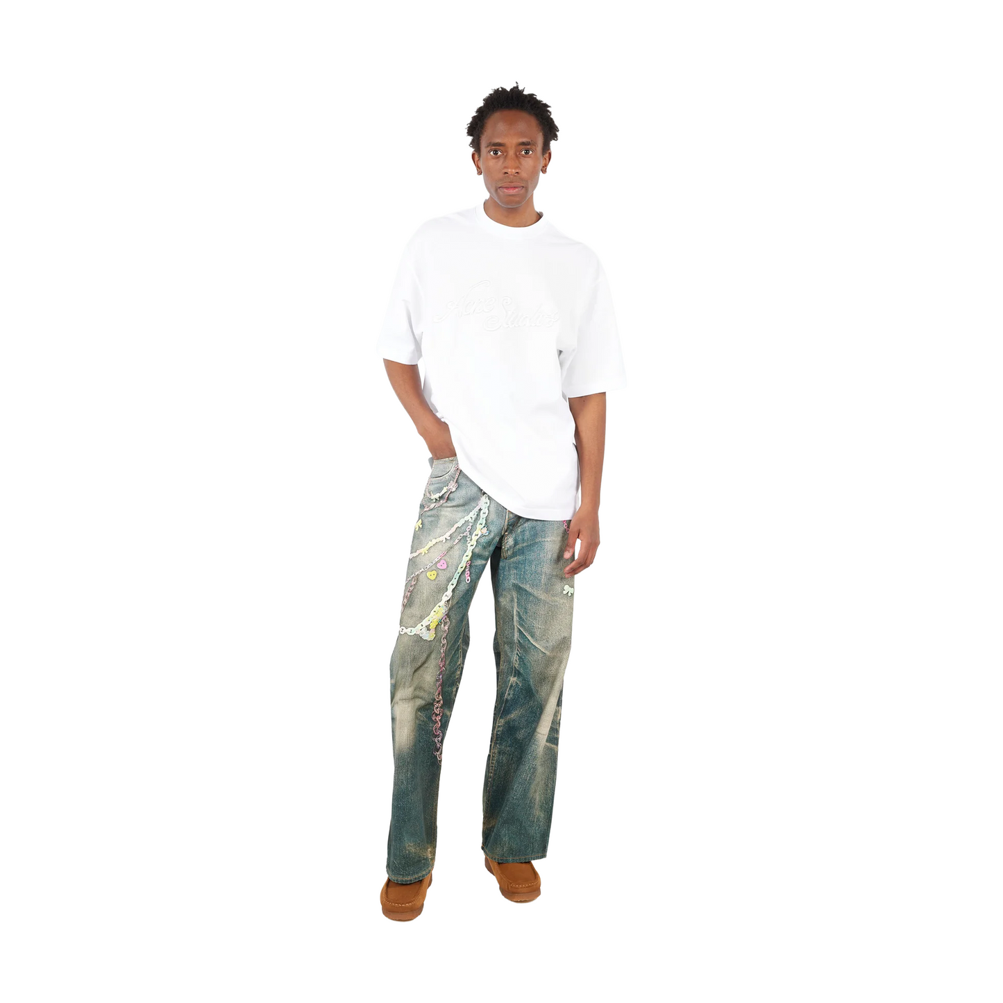 Acne Studio Exford U Pique Tourist Embroidered Logo Tee Optic White (SS25)