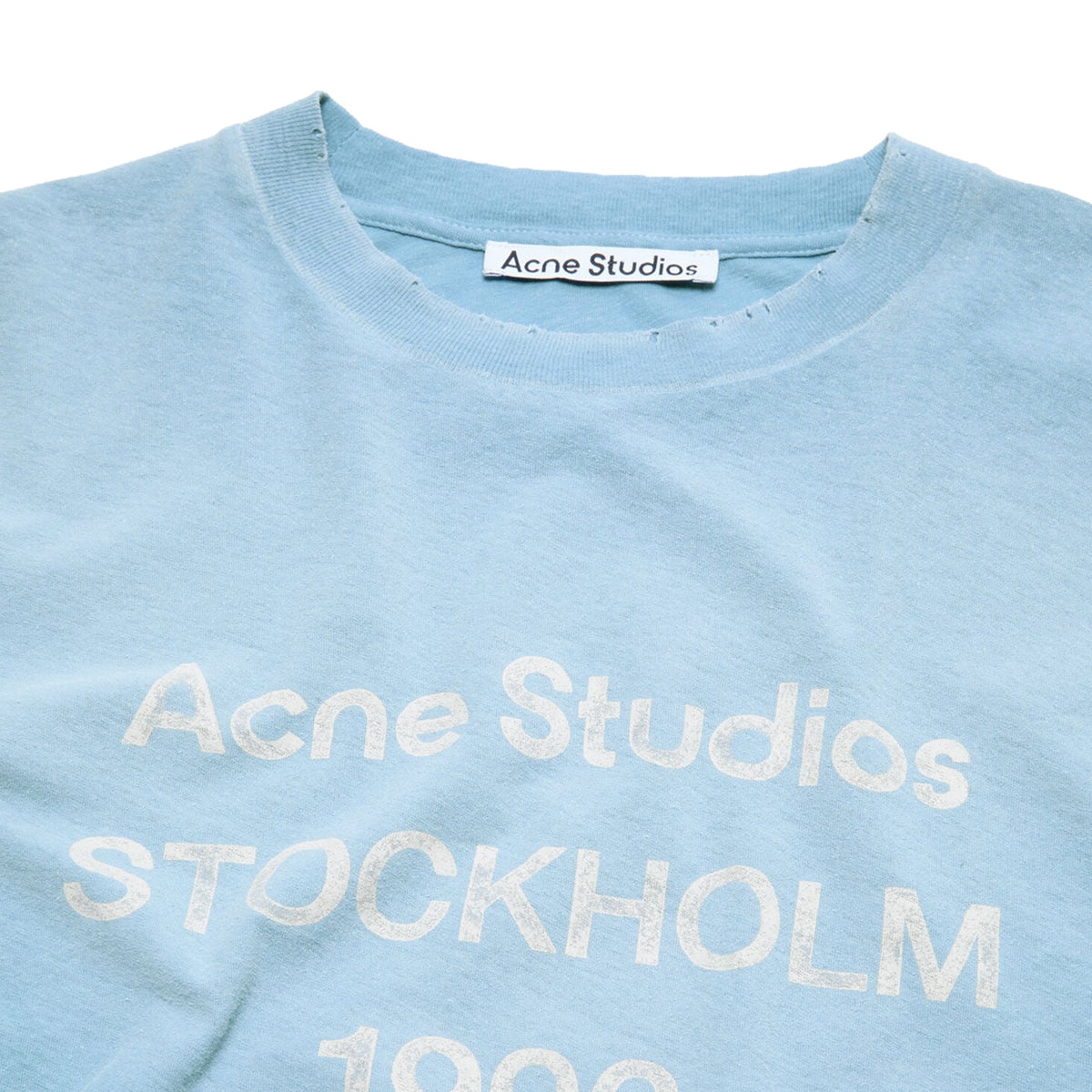 ACNE STUDIOS Sprayed 1996 Logo Long Sleeved Crewneck Tee Cornflower Blue (FW26)