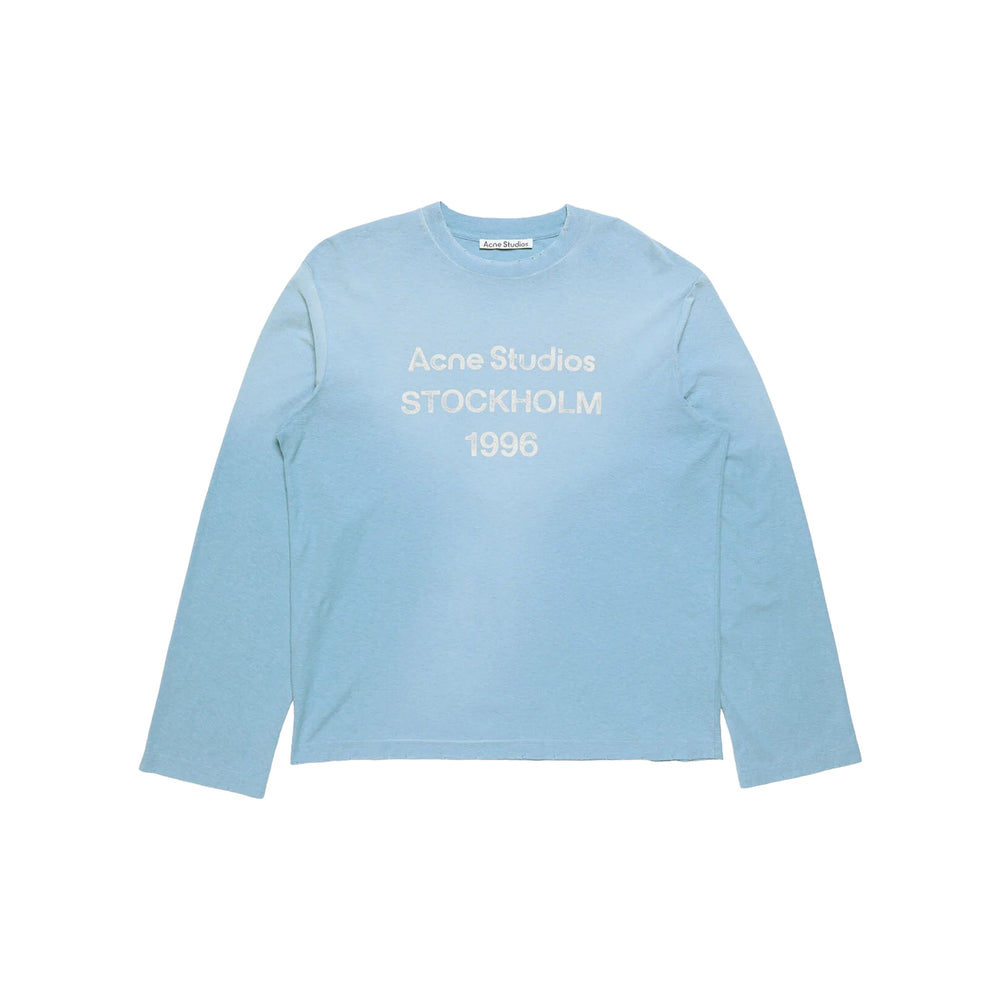 ACNE STUDIOS Sprayed 1996 Logo Long Sleeved Crewneck Tee Cornflower Blue (FW26)