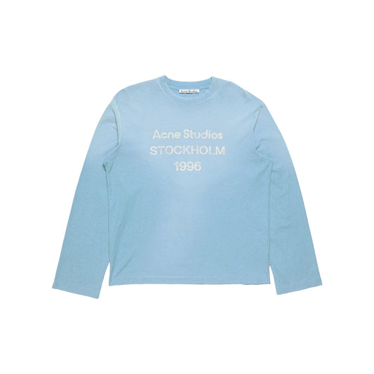 ACNE STUDIOS Sprayed 1996 Logo Long Sleeved Crewneck Tee Cornflower Blue (FW26)